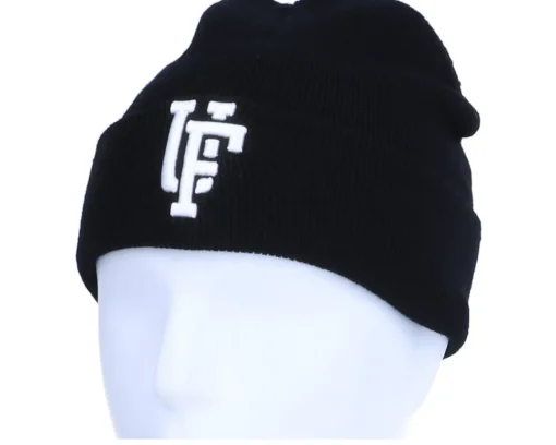 Cuff Beanies-Upfront Kids Spinback Youth Beanie Black Cuff -