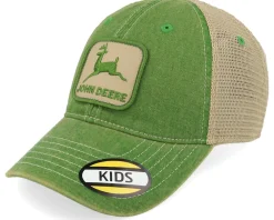 Trucker | Kids-John Deere Kids Stone Washed Logo Cap Ivory/Dark Green Trucker -