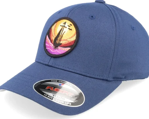 Sale Kiddo Cap Kids Summer Sail Boat Ship Navy Flexfit -