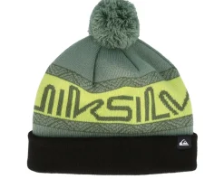 Pom Beanies-Quiksilver Kids Summit Youth Beanie Sea Spray Pom - Green