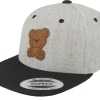 Snapback | Kids-Kiddo Cap Kids Teddy Bear Engraved Patch Heather Grey/Black -