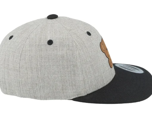 Snapback | Kids-Kiddo Cap Kids Teddy Bear Engraved Patch Heather Grey/Black -