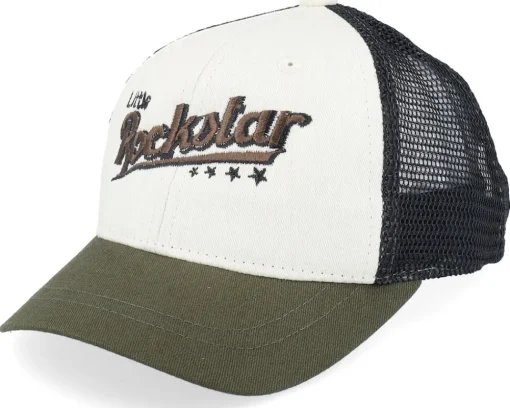 Kids-Kiddo Cap Kids Toddler Little Rockstar Ivory/Black/Dark Mash Trucker -