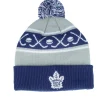 Pom Beanies | Kids-Outerstuff Kids Toronto Maple Leafs Face-off Cuff Beanie Blue/Grey Pom - Grey, Blue