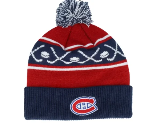 Pom Beanies | Kids-Outerstuff Kids Toronto Maple Leafs Face-off Cuff Beanie Blue/Grey Pom - Grey, Blue