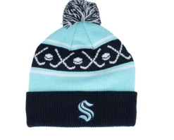 Pom Beanies | Kids-Outerstuff Kids Toronto Maple Leafs Face-off Cuff Beanie Blue/Grey Pom - Grey, Blue