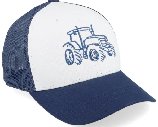 Kids-Kiddo Cap Kids Tractor Outline White/Navy Trucker -