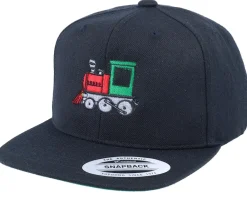 Snapback | Kids-Kiddo Cap Kids Train Steam Locomotive Black Snapback -