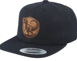Snapback-Kiddo Cap Kids T-rex Dino Brown Round Patch Black Snapback -