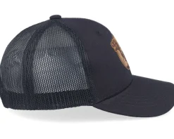 Kids-Kiddo Cap Kids T-rex Dino Brown Round Patch Black Trucker -