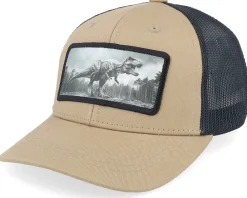 Kids-Kiddo Cap Kids T-rex Dino Caramel/Black Trucker - Beige
