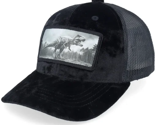 Velvet Caps-Calza Pennello Kids T-rex Dino Patch Velvet /Black Trucker - White