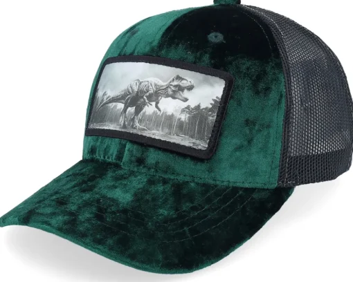 Velvet Caps-Calza Pennello Kids T-rex Dino Patch Velvet /Black Trucker - White