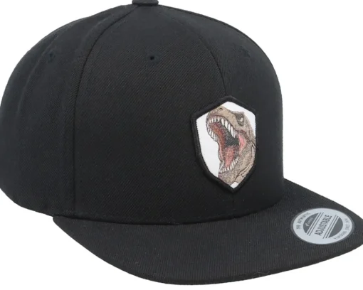 Sale Kiddo Cap Kids T-rex Dino Wooven Patch Black Snapback -