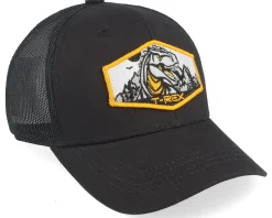 Discount Kiddo Cap Kids T-rex Orange Patch Trucker - Black
