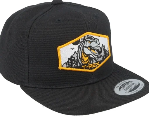 Fashion Kiddo Cap Kids T-rex Orange Patch Black Snapback -