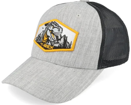 Discount Kiddo Cap Kids T-rex Orange Patch Trucker - Black