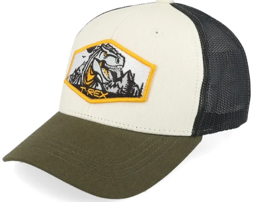 Discount Kiddo Cap Kids T-rex Orange Patch Trucker - Black