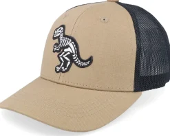 Hot Kiddo Cap Kids T-rex Sceleton Patch Brown/Black Trucker -