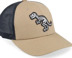 Hot Kiddo Cap Kids T-rex Sceleton Patch Brown/Black Trucker -