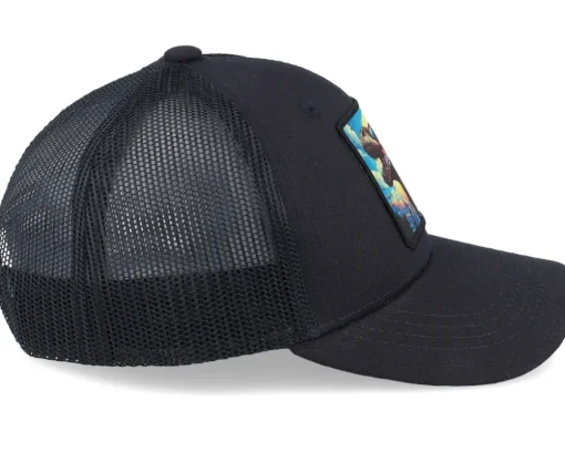 Hot Kiddo Cap Kids T-rex With Sun Glasses Patch Trucker - Black