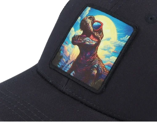 Hot Kiddo Cap Kids T-rex With Sun Glasses Patch Trucker - Black