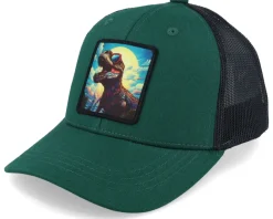 Hot Kiddo Cap Kids T-rex With Sun Glasses Patch Trucker - Black