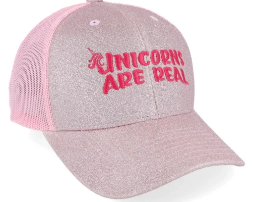 Kids-Unicorns Kids Are Real Glitter/ Trucker - Pink