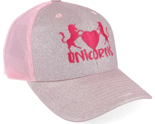 Best Unicorns Kids Heart Glitter/ Trucker - Pink