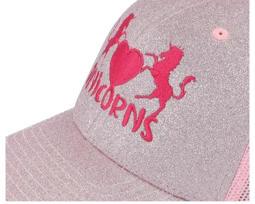 Best Unicorns Kids Heart Glitter/ Trucker - Pink