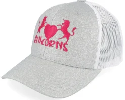 Trucker-Unicorns Kids Heart Silver Glitter/White Trucker - Grey