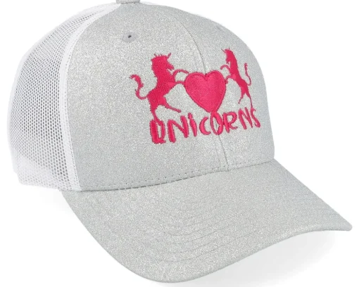 Trucker-Unicorns Kids Heart Silver Glitter/White Trucker - Grey