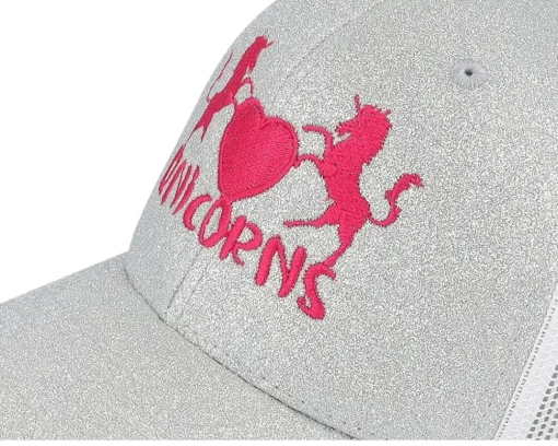 Trucker-Unicorns Kids Heart Silver Glitter/White Trucker - Grey