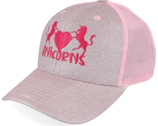 Trucker-Unicorns Kids Heart Silver Glitter/White Trucker - Grey