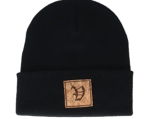 Cuff Beanies | Kids-Kiddo Cap Kids V Letter Patch Black Cuff -
