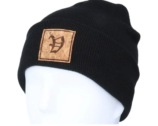 Cuff Beanies | Kids-Kiddo Cap Kids V Letter Patch Black Cuff -