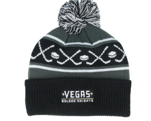 Online Outerstuff Kids Vegas Golden Knights Face-off Beanie Pom - Black