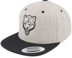 Snapback-Kiddo Cap Kids White Wolf Heather Grey/Black Snapback -