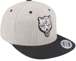 Snapback-Kiddo Cap Kids White Wolf Heather Grey/Black Snapback -