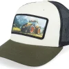 Kids-Kiddo Cap Kids Yellow Tractor Ivory/Black/Dark Mesh Trucker - White