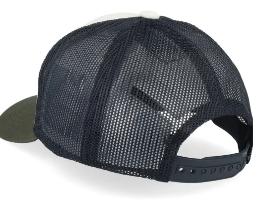 Kids-Kiddo Cap Kids Yellow Tractor Ivory/Black/Dark Mesh Trucker - White