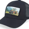 Hot Kiddo Cap Kids Yellow Tractor Patch Trucker - Black