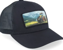 Hot Kiddo Cap Kids Yellow Tractor Patch Trucker - Black