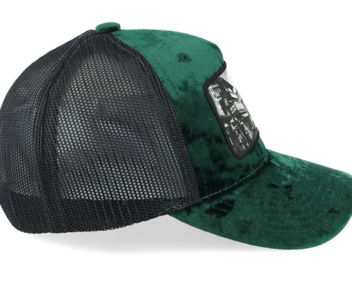 Trucker | Velvet Caps-Public Domain Kids Youth Japan Velvet /Black Trucker - Green