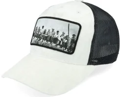 Trucker-Public Domain Kids Youth Lunch Atop A Skyscraper Velvet /Black Trucker - White