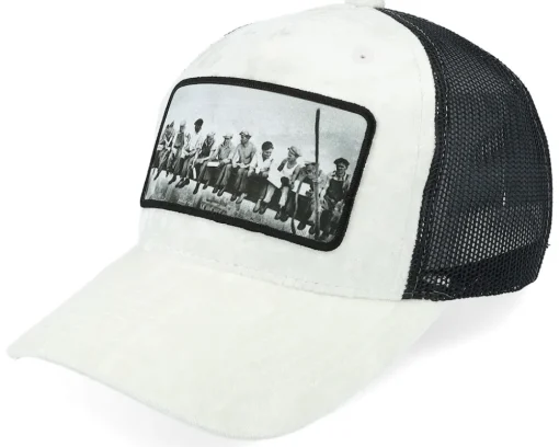 Trucker-Public Domain Kids Youth Lunch Atop A Skyscraper Velvet /Black Trucker - White