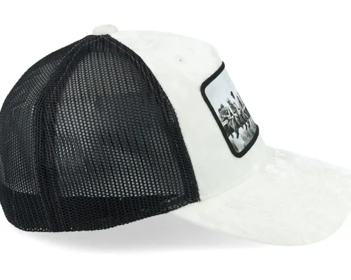 Trucker-Public Domain Kids Youth Lunch Atop A Skyscraper Velvet /Black Trucker - White