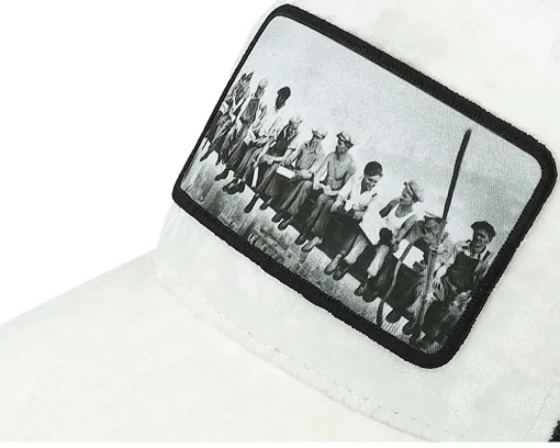 Trucker-Public Domain Kids Youth Lunch Atop A Skyscraper Velvet /Black Trucker - White