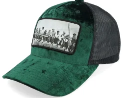 Trucker-Public Domain Kids Youth Lunch Atop A Skyscraper Velvet /Black Trucker - White