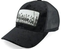 Trucker-Public Domain Kids Youth Lunch Atop A Skyscraper Velvet /Black Trucker - White